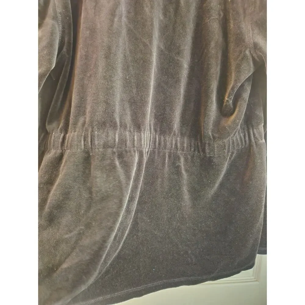Talbots Small Black Velour Jacket Full Zip Pockets Size Large - Picture 5 of 9